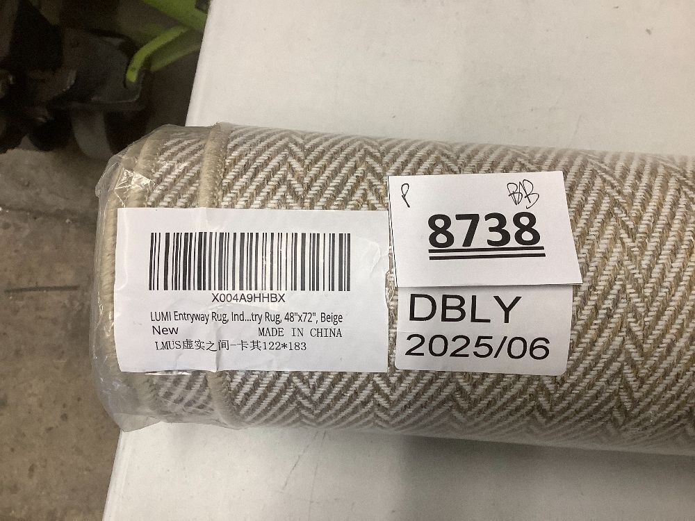 LUMI Ultra Thin Indoor Door Mat for Entrance 48"x72", Non Slip Entryway Mat, Low Profile Doormat, Unique Herringbone Design Carpet for Inside, Patio, Porch, Beige - Image 3 - Lot 8738