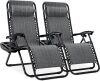 Set of 2 Adjustable Zero Gravity Patio Chair Recliners w/ Cup Holders - Thumbnail 1