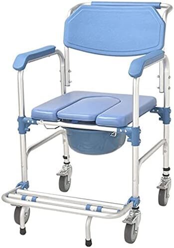 Commode Chair,Toilet Chair Wheeled Shower Commode Chair,4 in 1 Commode Chair/with Wheeled Toilet Chair/Wheelchair Shower Transport Chair /4 Wheel Brakes/Foldable Mobile Toilet Elderly Disabled Person - Image 1 - Lot 8757