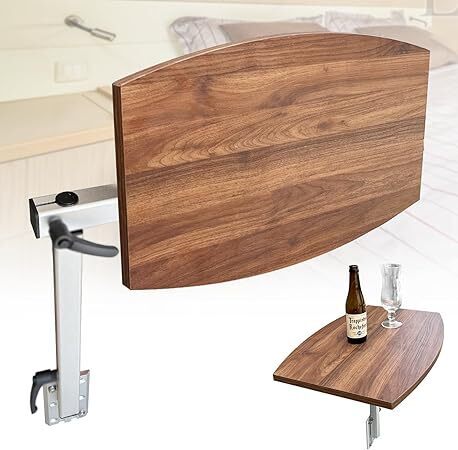 Upgraded RV Table Leg Bracket with Side Folding Function with A Black Walnut Multi-Layer Wood Top，with Removable and Height Adjustable 360 Rotation Function for Patio,Yacht,Caravan,Room - Image 1 - Lot 8762