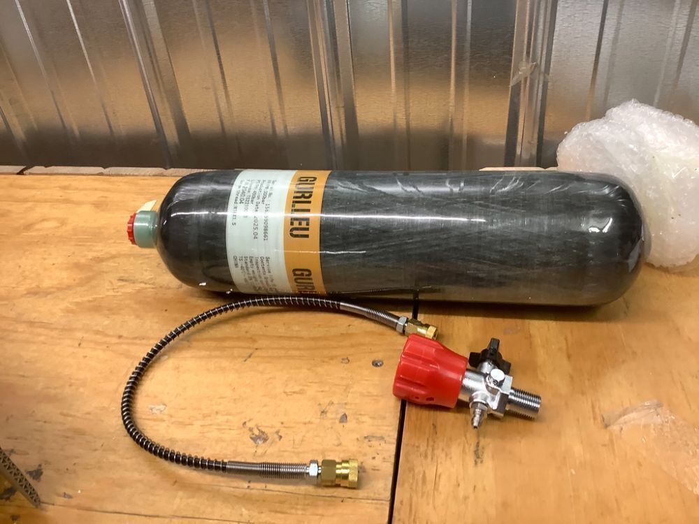 Gurlleu Carbon Fiber Air Tank, which is a high-pressure air tank or paintball, PCP air rifles, or scuba divin - Image 1 - Lot 8768