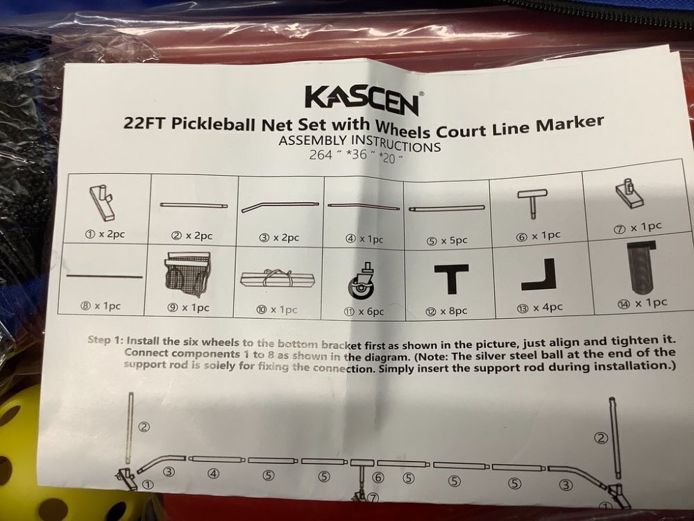 RED AND BLUE Kascen Portable Pickleball Net with Wheels - 22ft Outdoor Regulation Size Pickle Ball net for diveway, Backyard and Indoor - Image 3 - Lot 8777
