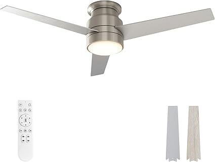 warmiplanet Flush Mount Ceiling Fan with Lights Remote Control, 52-Inch, Black, 3-Blades - Image 1 - Lot 8778