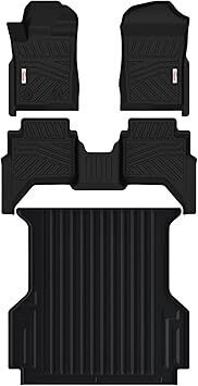 Tesson Floor Mats & Cargo Mat for Ford Ranger SuperCrew Cab 2024-2026(5ft Short Bed Bedmat),All Weather Protection Accessories Custom Full Set Liners Include 1st & 2nd Row - Lot 8792