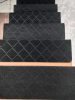 9"X36" Bullnose Stair Treads Carpet Non-Slip for Wooden Steps Indoor, Machine Washable and Reusable with Tape Free Self-Adhesive Back for Pets, Set of 15, Black - Thumbnail 1