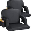 25" Extra Wide Stadium Seats with Back Support, 2 Pack Padded Reclining Bleacher Chairs with Back and Cushion,6 Reclining Positions,2 Steel Bleacher Hooks,Side Pockets & Cup Holders - Thumbnail 1