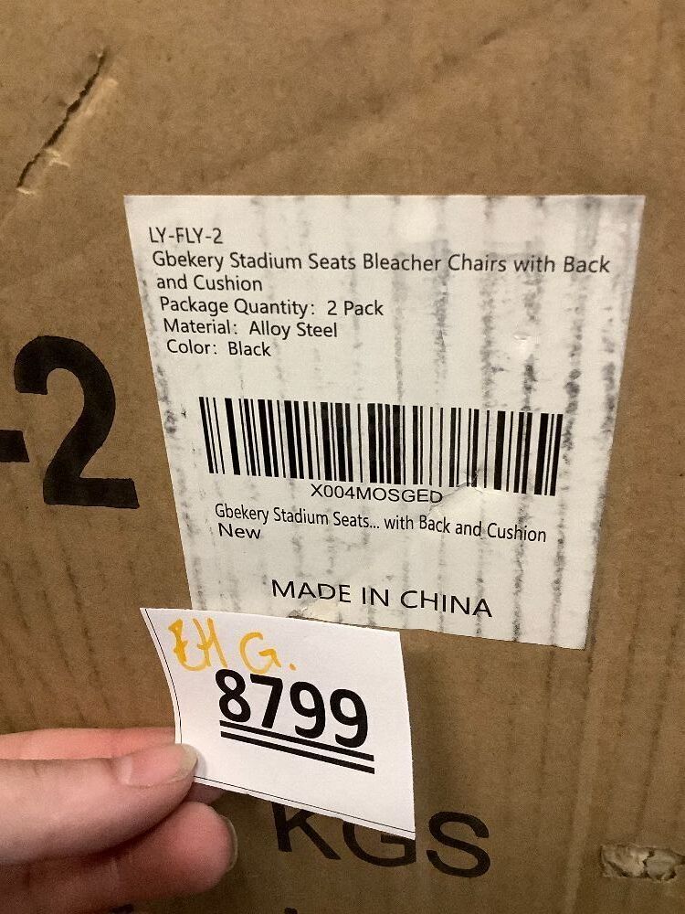 25" Extra Wide Stadium Seats with Back Support, 2 Pack Padded Reclining Bleacher Chairs with Back and Cushion,6 Reclining Positions,2 Steel Bleacher Hooks,Side Pockets & Cup Holders - Image 4 - Lot 8799