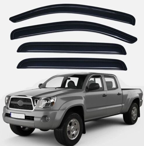 4PCS Window Visors For 2005-2015 Toyota Tacoma Double Cab, Sun Rain Guards Vent Shade - Lot 8815
