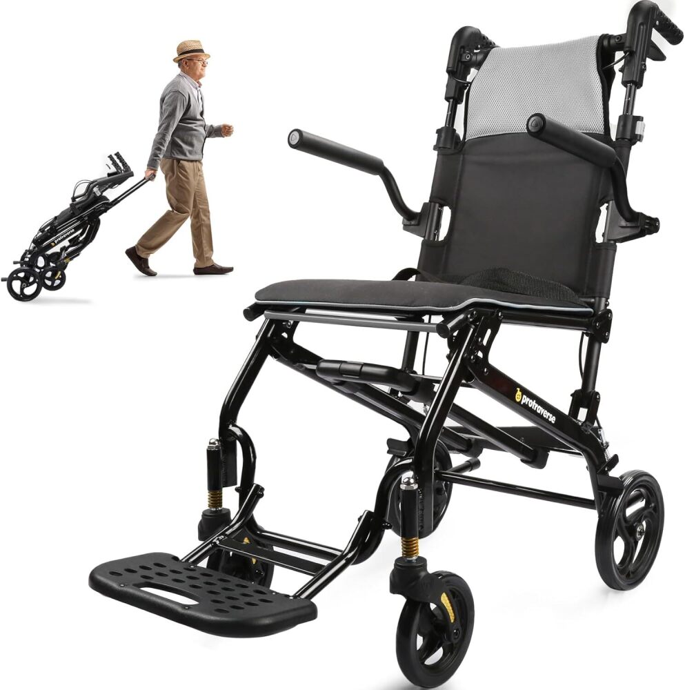 Wheelchairs for Adults,Utral-Lightweight(only 19.4lbs) Transport Chair, Foldable and PortableTravel Wheelchair with Telescopic Handle,Portable FoldingTransfer Wheelchairs for Seniors(Grey) - Image 1 - Lot 8818