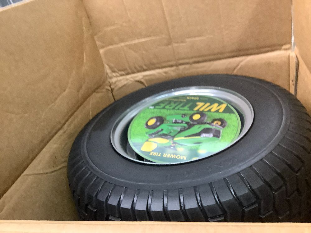 16x6.50-8 Tire and Wheel Assembly (2 Pack),Flat Free Lawn Mower Tires with Rim, Solid Rubber Riding Lawn Mower Tires and Wheels,3" Offset Hub,3/4" Bushings,16x6.5-8 Tractor Turf Tire(Gray) - Image 2 - Lot 8828