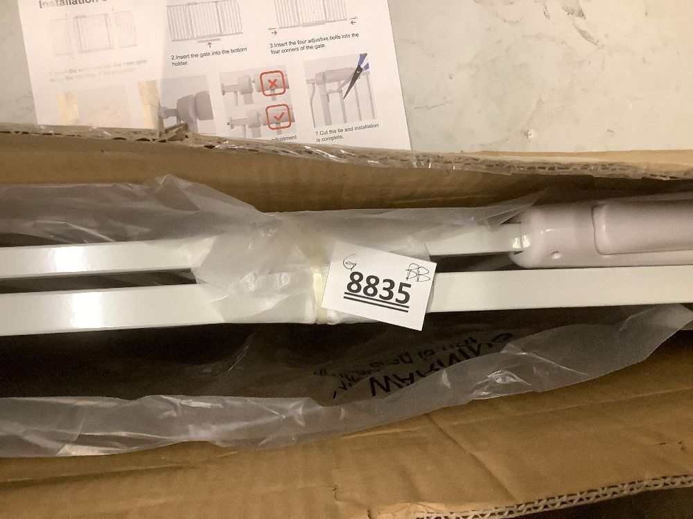 Extra Wide Baby Gate with Pressure Mounted Gate 57-62 Inches, Door Barrier No Drilling Internal Barrier for Home Kitchen Stairs White - Image 2 - Lot 8835