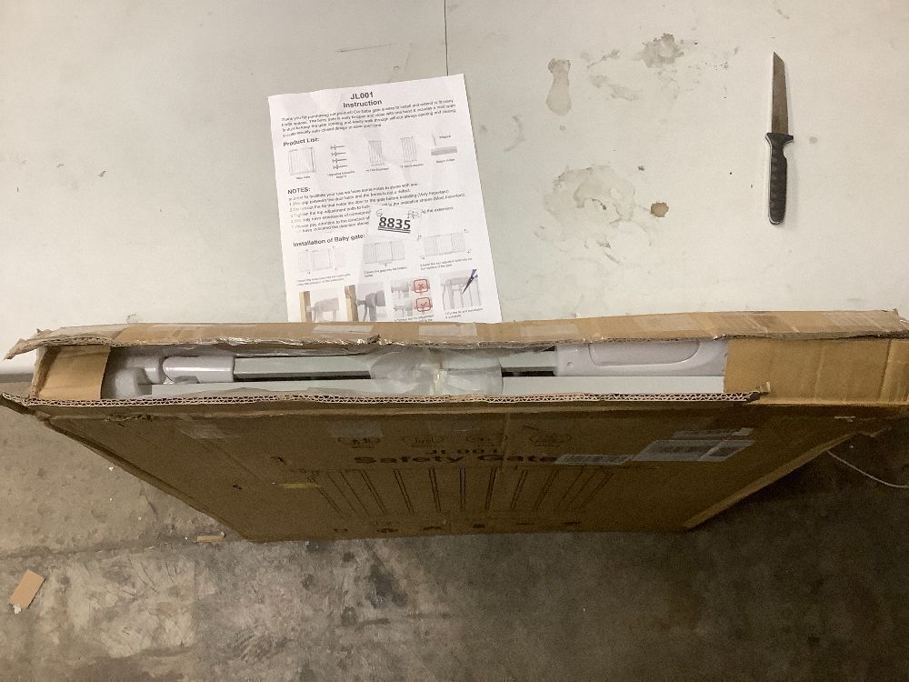 Extra Wide Baby Gate with Pressure Mounted Gate 57-62 Inches, Door Barrier No Drilling Internal Barrier for Home Kitchen Stairs White - Image 3 - Lot 8835