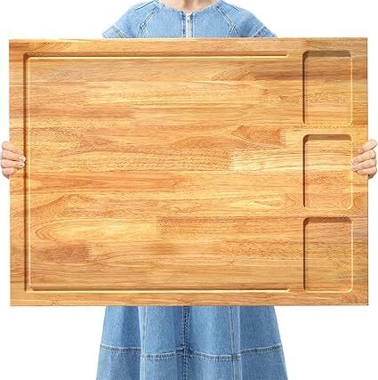 32x23.5inches Extra Large Solid Wooden Cutting Board and Stovetop Cover, 2 in 1 Stove Top Cover Chopping Board with Detachable Legs and Juice Groove, Sink Cover Board for Restaurant Kitchen Countertop - Image 1 - Lot 8842
