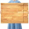 32x23.5inches Extra Large Solid Wooden Cutting Board and Stovetop Cover, 2 in 1 Stove Top Cover Chopping Board with Detachable Legs and Juice Groove, Sink Cover Board for Restaurant Kitchen Countertop - Thumbnail 1