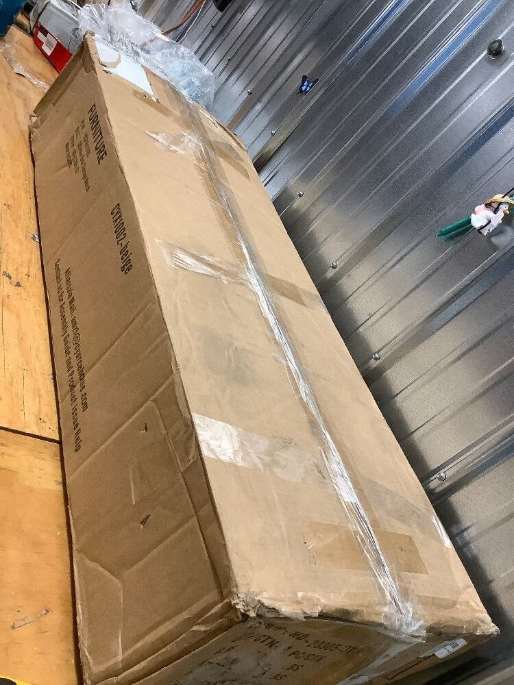 Oval Storage Bench 43.5" Linen Fabric Upholstered Entryway Bench with Solid Wood Legs Ottoman Bench Indoor Bench for Living Room/Bedroom/End of Bed/Entryway - Image 3 - Lot 8846