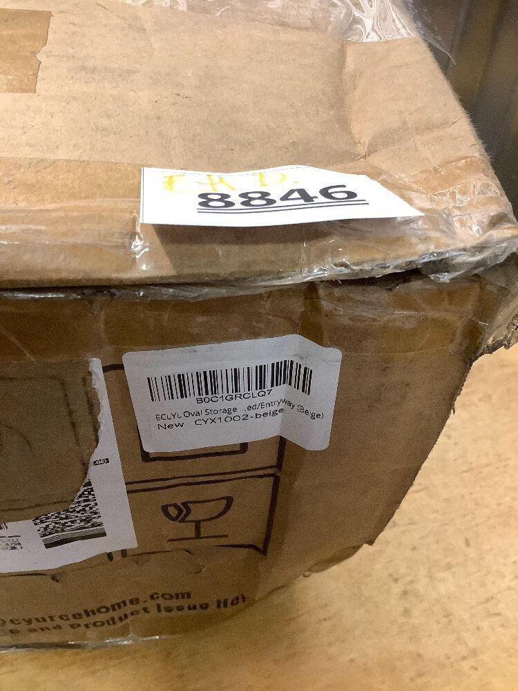 Oval Storage Bench 43.5" Linen Fabric Upholstered Entryway Bench with Solid Wood Legs Ottoman Bench Indoor Bench for Living Room/Bedroom/End of Bed/Entryway - Image 4 - Lot 8846