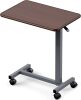 WOTURE Adjustable Overbed Table with Wheels, Bedside Rolling Table, Pneumatic Height Adjustment, Hospital Bed Table on Wheels, Standing Desk, Bedridden & Mobility Needs, Walnut - Thumbnail 1