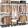 Clothes Rack, Portable Closet, 80.7 Inch Extra Large Capacity Wardrobe Closet, Clothes Storage Organizer with Shelves and 5 Hanging Rods, Easy to Assembly - Thumbnail 1