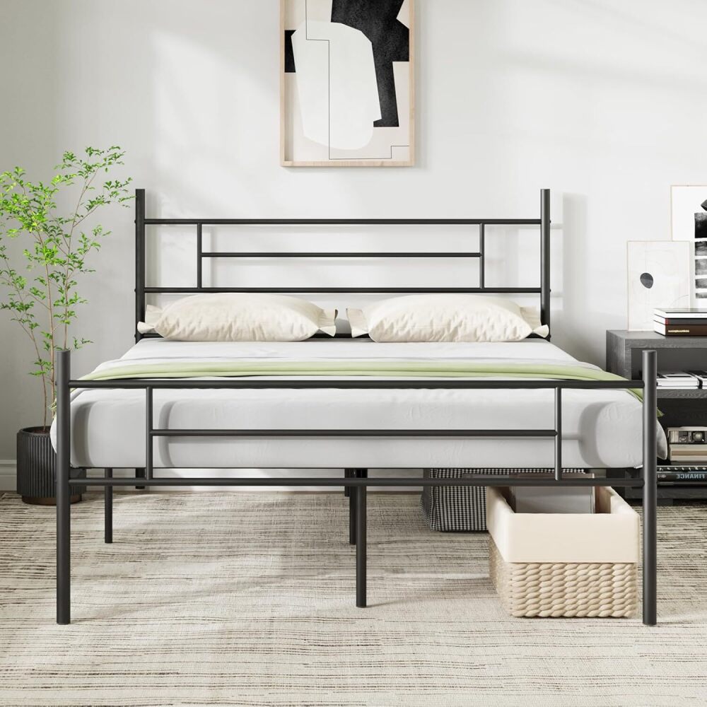Novilla Queen Metal Bed Frame with Headboard and Footboard, 14 Inch Platform Bed Frame with Storage, Mattress Base, No Box Spring Needed, Metal Slat Support - Image 1 - Lot 8859