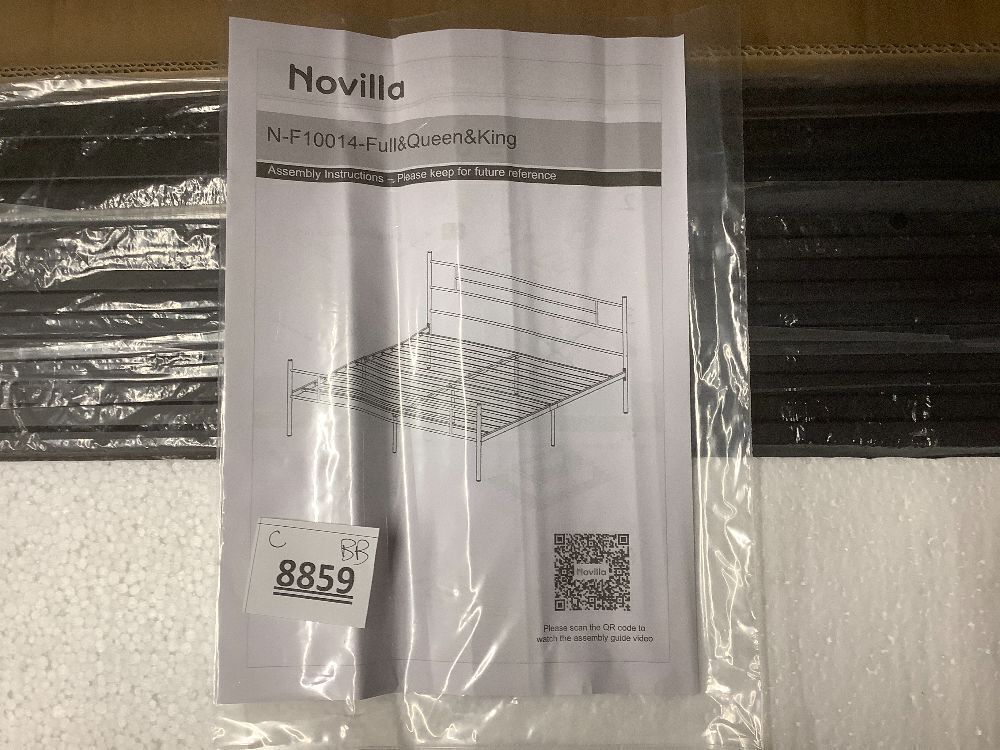 Novilla Queen Metal Bed Frame with Headboard and Footboard, 14 Inch Platform Bed Frame with Storage, Mattress Base, No Box Spring Needed, Metal Slat Support - Image 3 - Lot 8859