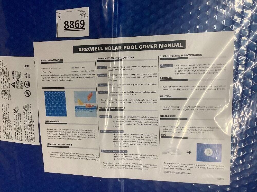 BigXwell 18 Foot Round Solar Pool Cover,16-mil Blue Above-Ground and In-Ground Pools Cover, Heavy-Duty Insulating Pool Heater Cover - Image 3 - Lot 8869