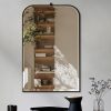 POZINO Beveled Bathroom Mirror, 24"x38" Black Arched Mirror for Over Sink, Modern Rounded Rectangle Mirrors with Stainless Steel Frame, Vanity Oblong Mirrors for Bedroom Living Room Entryway Fireplace - Thumbnail 1