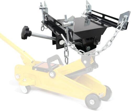 Transmission Jack Adapter - 1100LBS Heavy Duty, 30° Tilt & Safety Chains - Fits All Floor Jacks - Gearbox Removal for Cars, Trucks, SUVs - Lot 8887