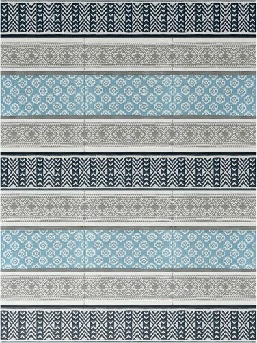BalajeesUSA Outdoor Plastic Patio Rugs – 9ft x 12ft, Grey, Teal Durable and Affordable Multipurpose Woven Plastic Straw All-Weather and Waterproof Rug Reversible Camper Mats Large RV Mats Outdoor - Lot 8891