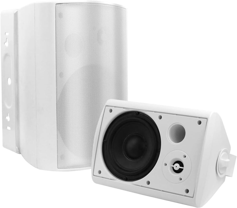 STUDIOFINIX 6.5 Inches Indoor Outdoor Bluetooth Speakers Waterproof Wired Wall Mount Active Speakers 400 Watt for Patio Garage,Deck,Backyard (White) - Image 1 - Lot 8894