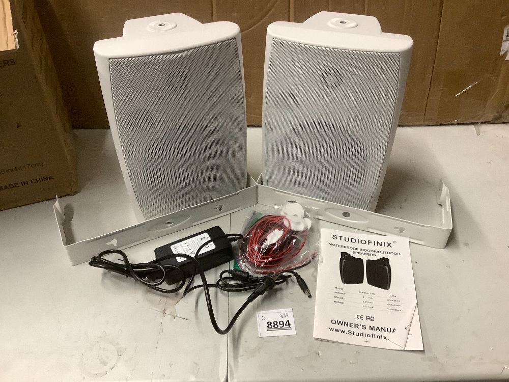 STUDIOFINIX 6.5 Inches Indoor Outdoor Bluetooth Speakers Waterproof Wired Wall Mount Active Speakers 400 Watt for Patio Garage,Deck,Backyard (White) - Image 2 - Lot 8894