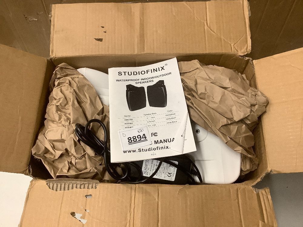 STUDIOFINIX 6.5 Inches Indoor Outdoor Bluetooth Speakers Waterproof Wired Wall Mount Active Speakers 400 Watt for Patio Garage,Deck,Backyard (White) - Image 6 - Lot 8894