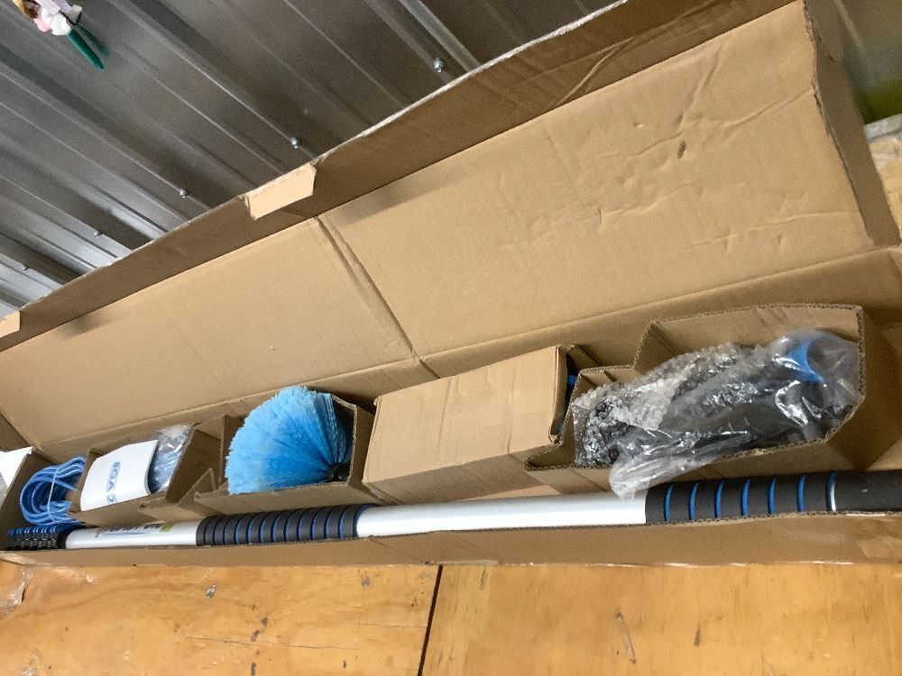 24ft IGADPole Washing Kit: Water-fed Brush, Cobweb Duster and 10” Squeegee and Soap Dispenser, with 6-Stage Telescoping Pole 5-24ft Pole - Image 2 - Lot 8896