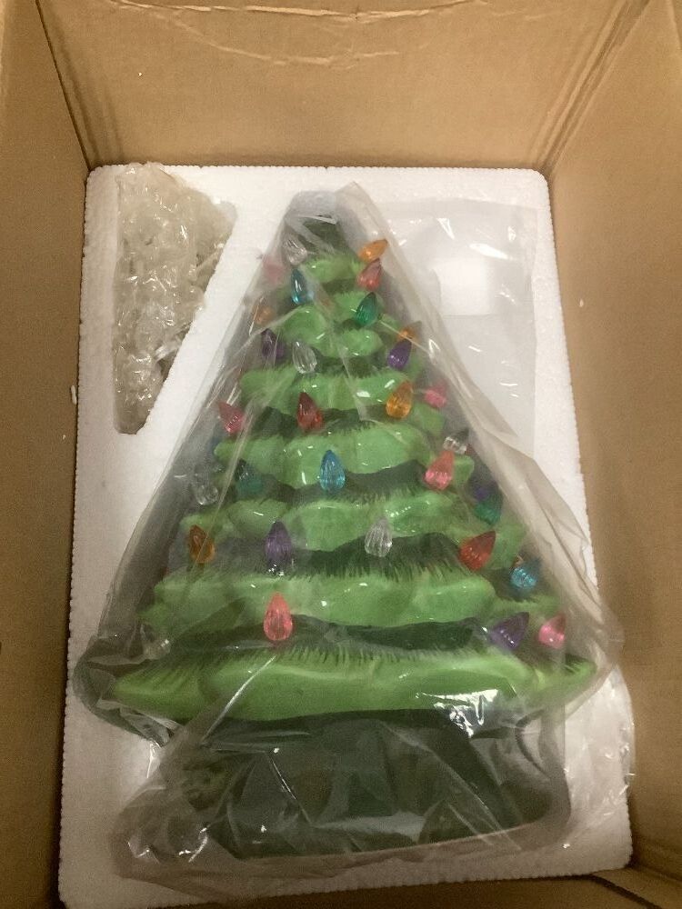 Pre-Lit Ceramic Tabletop Christmas Tree with Lights- 15in - Image 3 - Lot 9201