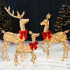 3-Piece Lighted Christmas Deer Set Outdoor Decor with 175 LED Lights -gold - Thumbnail 1