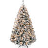 Pre-Lit Snow Flocked Artificial Pine Christmas Tree w/ Warm White Lights - Thumbnail 4