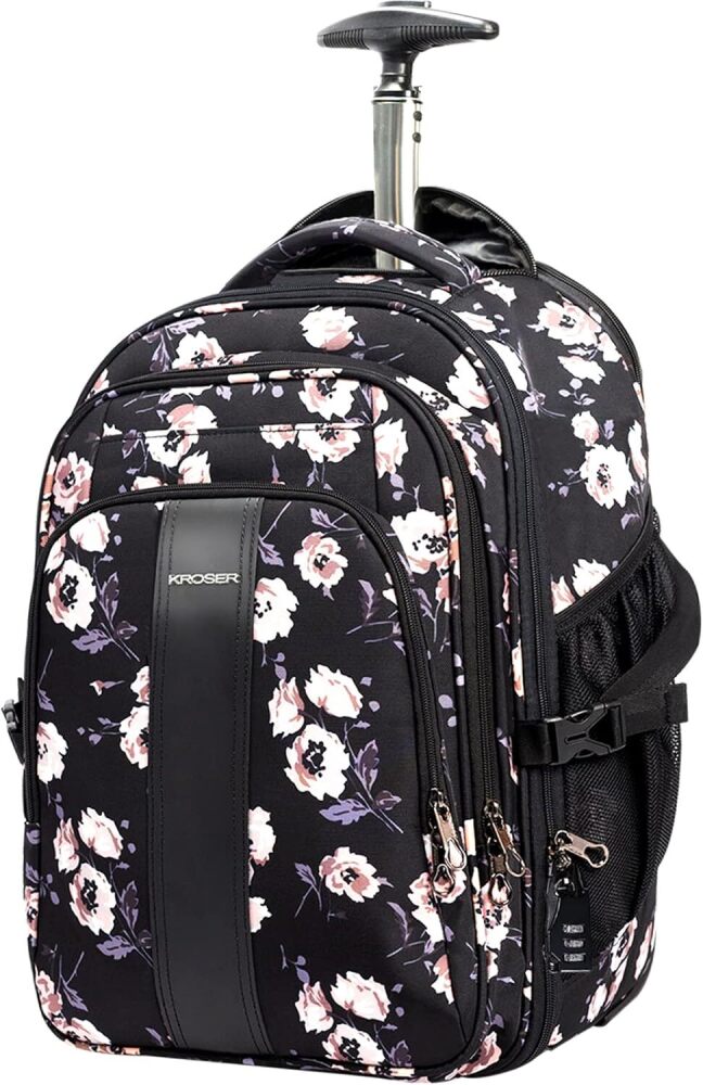 KROSER Laptop Rolling Backpack 17 inch Premium Wheeled Computer Backpack for Women with RFID Pockets Check Point Friendly Water-Repellent Overnight Roller Case for Travel - Image 1 - Lot 8583