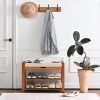 Shoe Storage Bench with Coat Rack, 27.6in Hall Tree Shoe Rack, 3-Tier Bamboo Entryway Bench Holds Up to 330lb for Bedroom Hallyway - Thumbnail 1