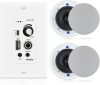4Pack Herdio 6.5 Inch Bluetooth Ceiling Speakers 320W 2-Way Flush Mount in Wall Amplifier Receiver Suitable for Home Theater Bathroom Living Room Kitchen Office (White, Pair) - Thumbnail 1