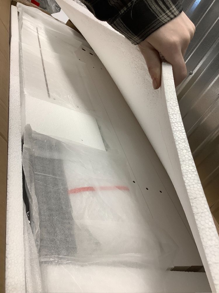 Fluted White Console Table with 3 Drawers, Modern Sofa Table with Open Storage Shelf for Living Room, Foyer Hallway, White - Image 3 - Lot 8863