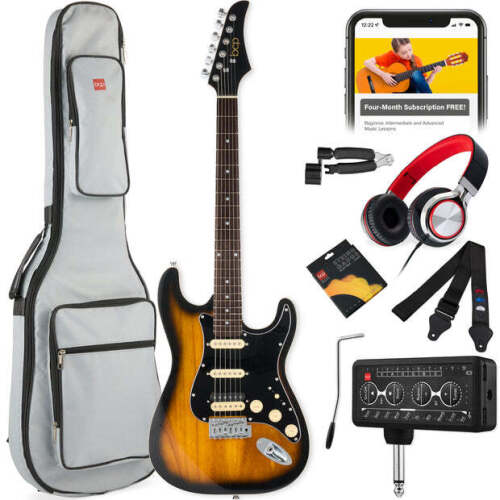 Beginner Electric Guitar Kit w/ Headphone Amp, Padded Gig Bag, Headphones - Lot 8885