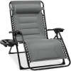 Oversized Padded Zero Gravity Chair, Folding Recliner w/ Headrest, Side Tray - Thumbnail 1