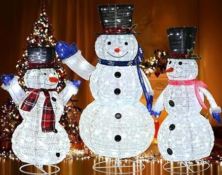 Outdoor Christmas Decorations Snowman LED Light Kit 2ft+3ft+5ft Lighted up Snow Man for Outdoor Indoor Xmas Home Office Company Party Wedding Garden Yard Decoration - Lot 8927