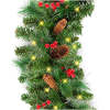 9ft Pre-Lit Christmas Garland w/ 50 Lights, Pine Cones, Berries - Thumbnail 1