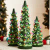 Set of 3 Pre-Lit Ceramic Tabletop Christmas Trees - Thumbnail 1