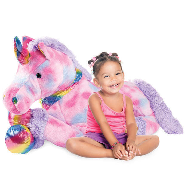 Kids Extra Large Life-Size Plush Rainbow Unicorn Stuffed Animal w/ Soft Fur - Image 1 - Lot 17