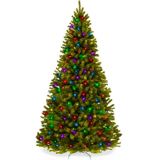 Pre-Lit Artificial Spruce Christmas Tree w/ Multicolored LED Lights - Image 1 - Lot 8998