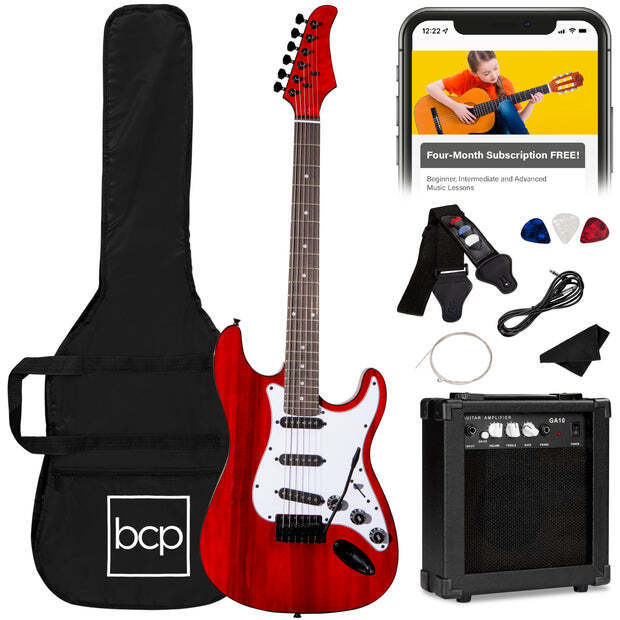 Beginner Electric Guitar Kit w/ Case, 10W Amp, Tremolo Bar - 39in 4.5 out of 5 stars, average rating value. Read 37 Reviews. Same page link. 4.5 (37) Write a re - Image 1 - Lot 8955