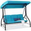 3-Seat Outdoor Canopy Swing Glider Furniture w/ Converting Flatbed Backrest - Thumbnail 1