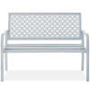 Indoor Outdoor Steel Bench w/ Geometric Backrest, Foot Levelers - Thumbnail 3