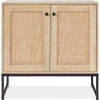 2-Door Rattan Storage Cabinet Accent Furniture for Living Room w/ Foot Pads - Thumbnail 1